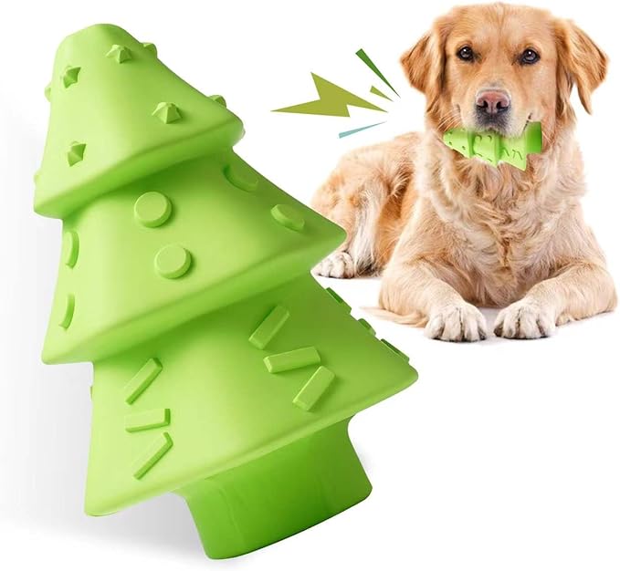 Christmas Dog Toys,Christmas Tree Shape Dog Chew Toys for Aggressive Chewers,Indestructible Tough Durable Squeaky Dog Toys,Puppy Dog Chew Toys for Small Medium Large Breed