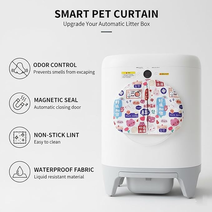 Curtain for Self Cleaning Cat Litter Box,Reduces Cat Litter Bounce, Stops Odors from The Litter Box Self Cleaning (Red)
