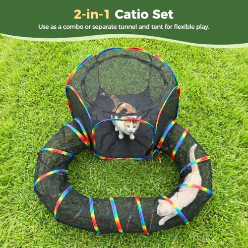 PAWZ Road Outdoor Cat Tunnel Portable Catio 2 in 1 Cat Tent & Play Tunnel - Image 2