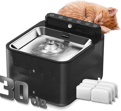 Wireless Cat Water Fountain Battery Operated,Water Fountains for Cats Indoor,108oz/3.2L Motion Sensor Pet Water Fountain,BPA-Free(3 Filters)