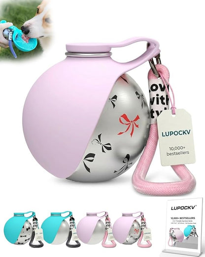 Dog Water Bottle with Bowl 2-in-1 Portable Dog Bottle Pet Travel Hydration Dispenser Container Cup Drinking Outdoor Leak Proof Built in Design Lightweight Easy Carry for Walking Hiking
