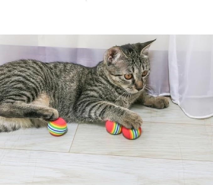 12PCS Foam Balls for Cats, Colorful Rainbow Cat Toy Sponge Balls Soft Pet Toy