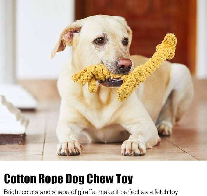 Dog Rope Toy - Cotton Rope Knot Puppy, Pet Puppy Dog Cotton Rope Chew Toys for Teeth Cleaning, Giraffe Design