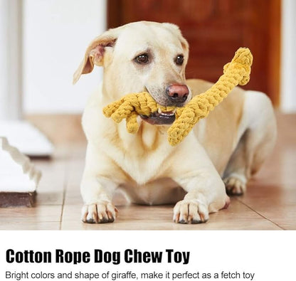 Dog Rope Toy - Cotton Rope Knot Puppy, Pet Puppy Dog Cotton Rope Chew Toys for Teeth Cleaning, Giraffe Design