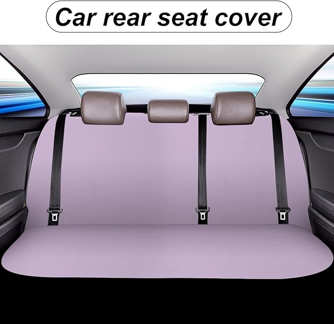 Men's Car Seat Cover, Padded Rear Bench Universal Fit Auto Soft Back Seat Cover, Dirt Proof Dog Car Back Seat Cover Compatible with Light Purple