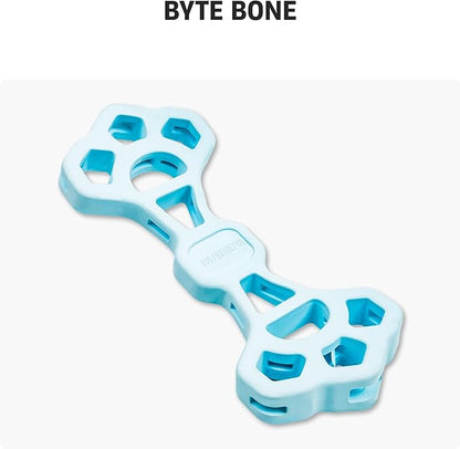 Dog Friendly Co Byte Bone | Tug of War Dog Toy | Chew, Tug & Fetch | Made from Heavy-Duty Rubber for Aggressive Chewers | Interactive Play | Keeps Dogs Active, Strong & Engaged | Blue | 1 Count