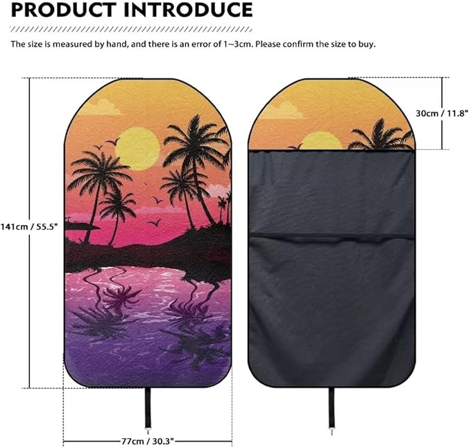 Coldinair Palm Tree Sunset Towel Seat Covers for Cars,SUVs,Trucks,Waterproof Sweating Car Front Seat Protector Cover Universal Fit,Easy to Install