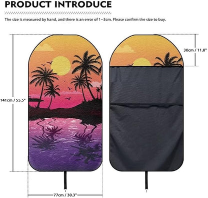 Coldinair Palm Tree Sunset Towel Seat Covers for Cars,SUVs,Trucks,Waterproof Sweating Car Front Seat Protector Cover Universal Fit,Easy to Install