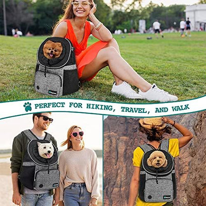 PetAmi Dog Front Carrier Backpack, Adjustable Dog Pet Cat Chest Carrier Backpack, Ventilated Dog Carrier for Hiking Camping Travel, Small Medium Puppy Large Cat Carrying Bag, Max 15 lbs, Gray - Image 6