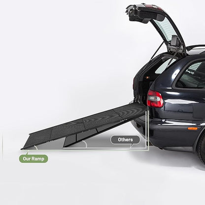 71”L*19.7”W Extra Wide & Long Dog Ramp for Car Truck SUV, Portable Folding Pet Ramps for Small Medium Large Dogs and Cats, Lightweight Aluminum Frame, Supports up to 155 Lbs