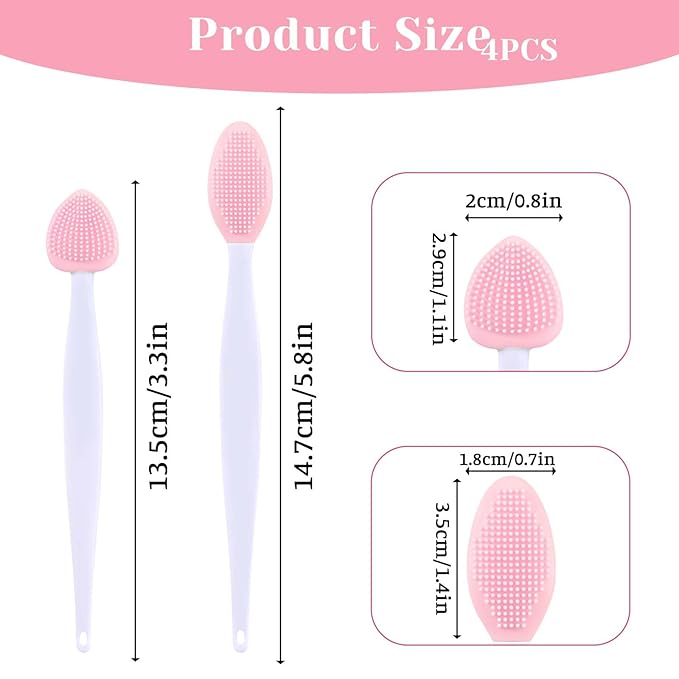 cobee 4Pcs Cat Acne Chin Treatment, Cat Acne Brush Set, Soft Silicone Cats Acnes Brush Set, Cats Acnes Chin Treatment Double Sided Blackhead Exfoliation