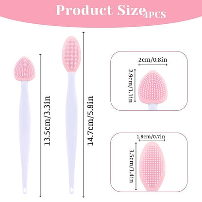 cobee 4Pcs Cat Acne Chin Treatment, Cat Acne Brush Set, Soft Silicone Cats Acnes Brush Set, Cats Acnes Chin Treatment Double Sided Blackhead Exfoliation