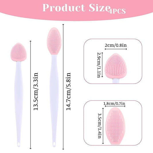 cobee 4Pcs Cat Acne Chin Treatment, Cat Acne Brush Set, Soft Silicone Cats Acnes Brush Set, Cats Acnes Chin Treatment Double Sided Blackhead Exfoliation