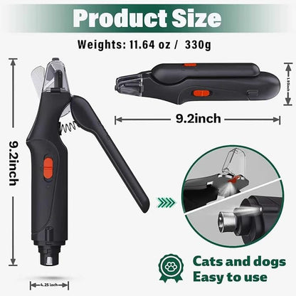 2-in-1 Cat Nail Clippers & Dog Nail Clippers Trimmers for Large Medium Small Dogs Cats Claw Trimmer Quick Sensor and Safety Guard USB Rechargeable with 2 LED Lights Dogs Nail Trimmer