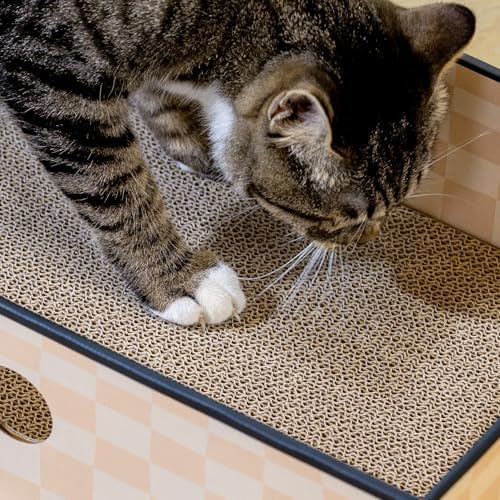 Conlun Cat Scratcher Box, Cardboard Pad, Bed for Indoor Cats, Chessboard - Image 5