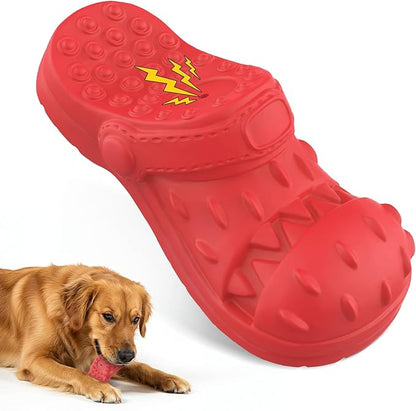 Indestructible Dog Toys, Squeaky Dog Toys for Aggressive Chewers, Tough Dog Chew Toys for Medium/Large Dogs/Heavy Duty Dog Toy (Slipper-Red)