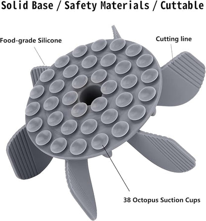 Slow Feeder Dog Bowls Insert [Octopus Suction Cups] Super Firm Slow Eating Dog Bowl [Cuttable] for Large Breed and Medium Size Dog Compatible with Regular and Elevated Dog Bowls (Spiral)