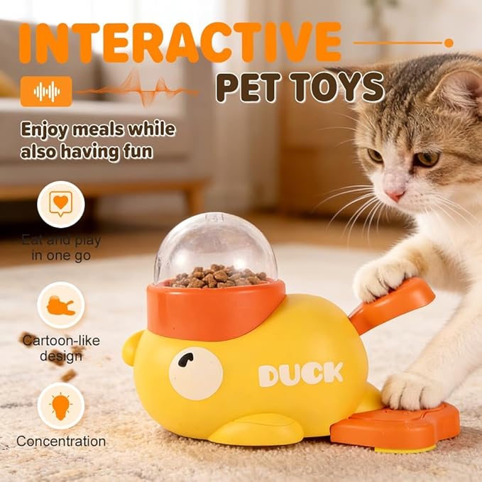 Dog Interactive Treat Dispenser, 2026 New Yellow Duck Cat Treat Dispenser, Interactive Dog Food Dispenser with Button, Dog Slow Feeder Prevents Bloating for Small & Large Cats Dogs (2Pcs)