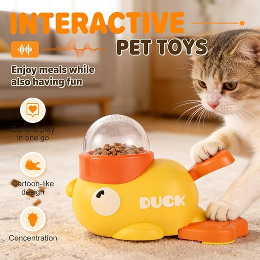 Dog Interactive Treat Dispenser, 2026 New Yellow Duck Cat Treat Dispenser, Interactive Dog Food Dispenser with Button, Dog Slow Feeder Prevents Bloating for Small & Large Cats Dogs (1Pcs)
