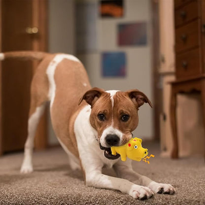 WishLotus Natural Latex Dog Squeaky Toy, Pig-Shaped Dog Chew Toys for Teeth Cleaning, Mini Puppy Chew Toy for Small Dogs to Relieve Stress and Reduce Boredom (Yellow,1pcs)