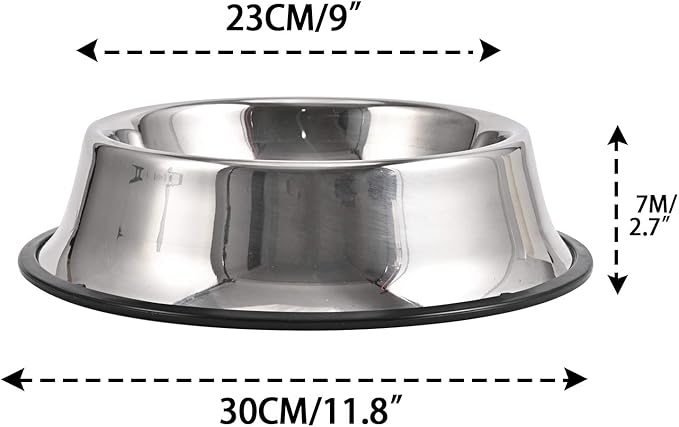 2Packs Stainless Steel Dog Bowl with Anti-Skid Rubber Base for Small/Medium/Large Pet, Perfect Dish, Pets Feeder Bowl and Water Bowl Perfect Choice for Dog Puppy Cat and Kitten (40oz)