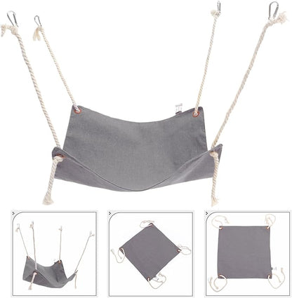 BESTYASH Adjustable Hanging Cat Hammock Bed Double-Sided Wear-Resistant Sleeping Nest for Cage Small Cats and Kittens Light Gray