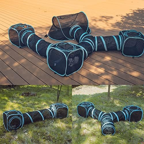 INTURN Cat Furniture Tent for Indoor and Outdoor Playpen Portable Cat Tunnels, Outdoor Kennel (2 Cube + Tunnel) - Image 6
