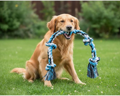 Dog Rope Toys for Large Dogs Aggressive Chewers,Indestructible Cotton Rope for Large Breed Dog, Tug of War Dog Toy, Durable 3ft Dog Toys with 5 Knots
