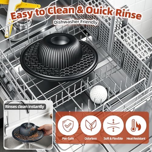 2-in-1 Dog Slow Feeder Bowl & Lick Mat with 2 Rotatable Balls, No-Slip Silicone Anxiety Relief Treat Mat for Dogs & Cats, Dishwasher Safe (Black) - Image 6