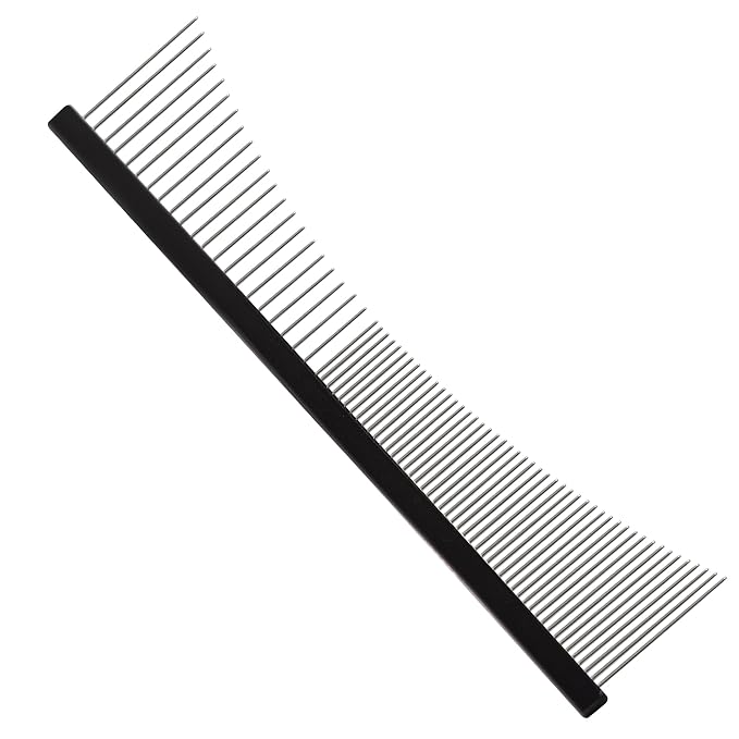6.5 Inch Professional Concave Crescent Coarse Grooming Pet Comb Portable Wide/Fine Tooth Comb for Dogs & Cats Face & Chin Removing Tangles, Knots,Flea,Undercoat,and Excess Hair,Rounded Corners Design