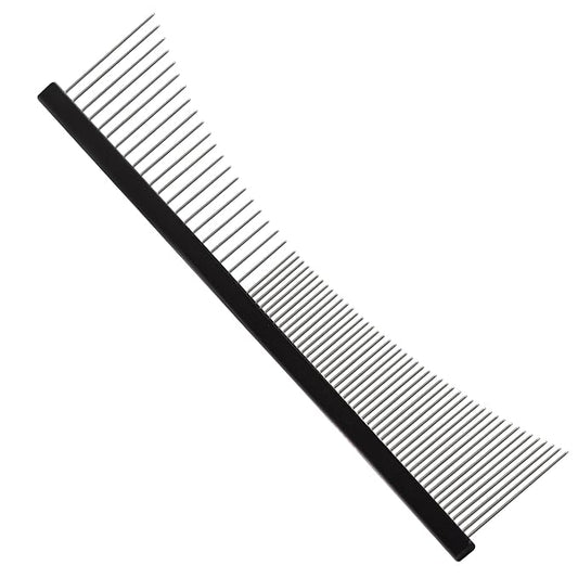 6.5 Inch Professional Concave Crescent Coarse Grooming Pet Comb Portable Wide/Fine Tooth Comb for Dogs & Cats Face & Chin Removing Tangles, Knots,Flea,Undercoat,and Excess Hair,Rounded Corners Design
