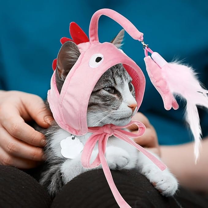 POPETPOP Cat Wand, Cat Wand Interactive Head Mounted Hats for Indoor Kitten or s