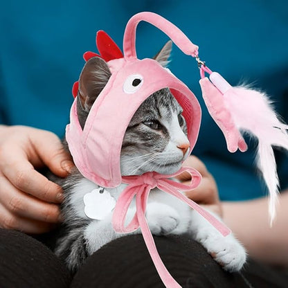 POPETPOP Cat Wand, Cat Wand Interactive Head Mounted Hats for Indoor Kitten or s