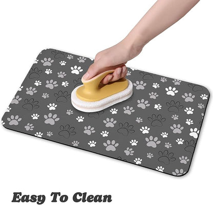 Dog Food Mat, Absorbent Water Bowl Mats Cat Pet Feeding Placemats Dark Gray 12 * 20 inch
