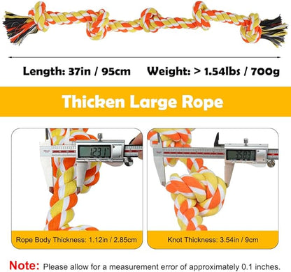 SZEE Dog Rope Toy for Large Dogs, 37 Inch 5 Knots, Halloween Pet Toys for Large Breeds, Tug of War Rope, for Energy Release & Boredom Relief (Yellow & Orange)