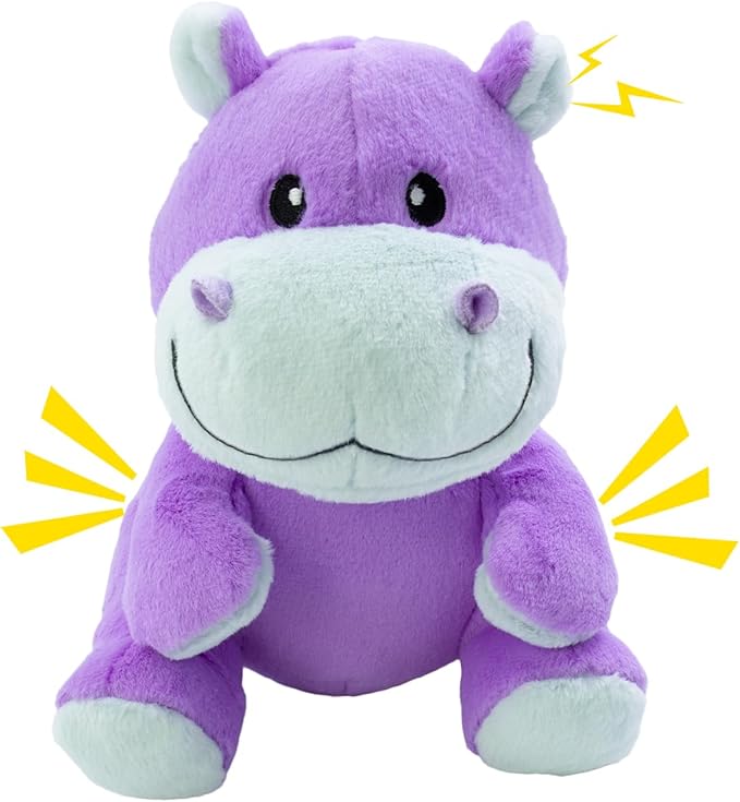 Plush Squeaky Toys for Dogs, Stuffed Hippo Toys with Crinkle to Keep Them Busy, Puppy Teething Toys for Indoor & Outdoor Play, Best Birthday Gift for Medium Breed
