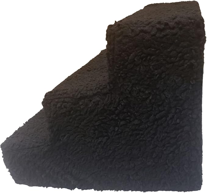 ZENVY Pet Steps | 3-Step Non-Slip Fleece Covered Pet Steps for Small Dogs and Cats (Black (Plastic Structure))