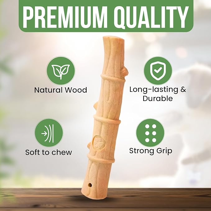 Durable Non-Splintering Dog Chew Toy for Small Breeds – 5.5” Bamboo-Shaped Stick with Natural Wood Bits, Eco-Friendly, Non-Toxic, Long-Lasting for Aggressive Chewers