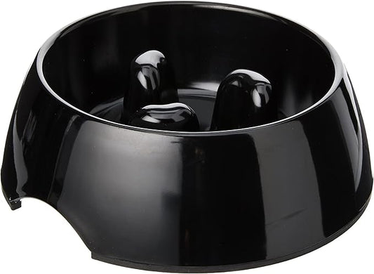 Rosewood Anti-Scoff Slow Feeder Dog Bowl – Medium Heavy-Duty Melamine Food Bowl for Small to Medium Breeds – Aids Digestion & Reduces Gulping – Slip-Resistant, Durable & Easy to Clean – Black