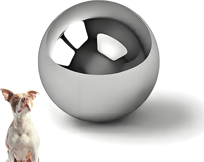SUS304 Stainless Steel Dog Food Slow Feeder Ball - 3.6in - Slows Fast Eating, Prevents Choking, Bloating & Obesity - Fun Feeding for All Dogs - Durable, Smooth & High Adaptability (Large 3.6Inch)