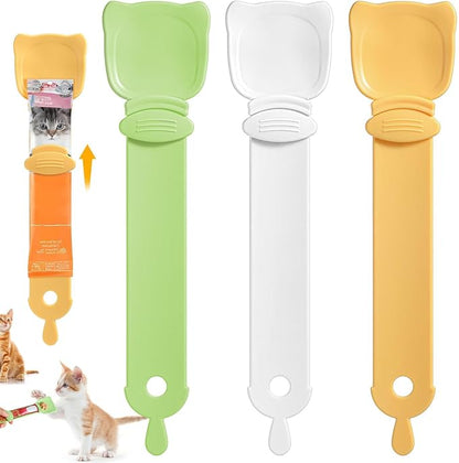 3-Pcs Cat Treat Squeeze Spoon Dispenser - Multifunctional Cat Food Feeder, Liquid Snack & Sliding Dispense