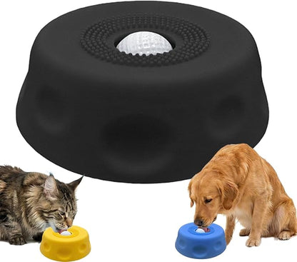 Lick Ball for Dogs - Slow Feeder Dog Bowls with Lick Ball, Anxiety Relief Licking Toy, Non-Slip Dog Lick Bowl Treat Dispenser for Dogs & Cats - Black