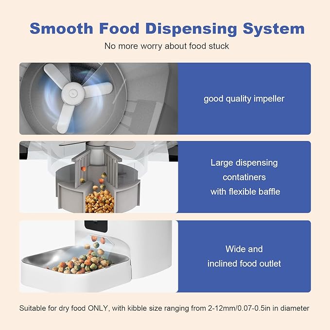 ANDOLL HOME 2.4G/5G Automatic Cat Feeder, 4L WiFi Food Dispenser with 10s Voice Recorder, Pet Feeder up to 10 Meals per Day, Timed Cat Feeder with Dry Food Sealed Ring (Matte White, 4.0 L)