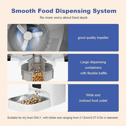 ANDOLL HOME 2.4G/5G Automatic Cat Feeder, 4L WiFi Food Dispenser with 10s Voice Recorder, Pet Feeder up to 10 Meals per Day, Timed Cat Feeder with Dry Food Sealed Ring (Matte White, 4.0 L)