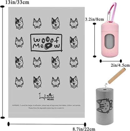 Dog Poop Bag Dispenser for Leash with Snap Clip, Skin-friendly Texture Waste Bag Holder for Dog Walks and Cats, Pets Litter Bag Container, Indoor & Outdoor Use (Pink, 1)