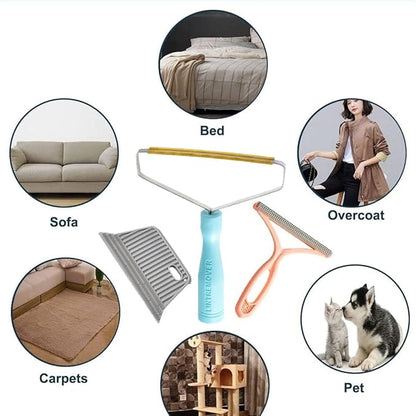 Pet Hair Removal Glove 4-in-1 Premium Dog Cat Hair Removal Glove & Brush Set Electrostatic Pet Hair Remover for Furniture Carpet Car Complete Grooming Bundle with Lint Remover Reusable Magic Brush