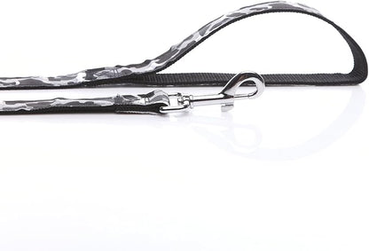 Heavy Duty Dog Leash, 4 FT/ 6 FT/ 10 FT Long, 1 Inch Wide, Nylon Camouflage Dog Leash for Small and Medium Dogs (Black, 10 FT)