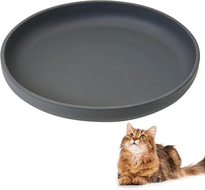 BNOSDM Silicone Cat Bowl Non-Slip Cat Food Plate Flat Dog Bowls with Suction Cup Shallow Puppy Food and Water Dish for Small and Medium Pets (Steel Gray)