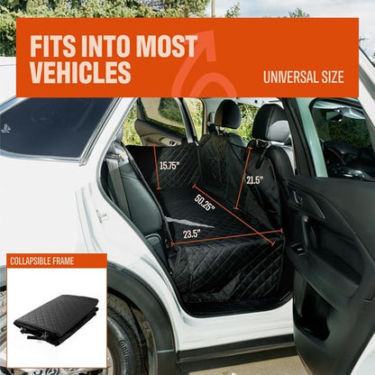 Dog Backseat Extender - Pet Car Seat Cover Hammock & Back Seat Protector | Durable Bridge Protects from Fur Dirt & Claws | Universal Fit for Cars Trucks & SUVs