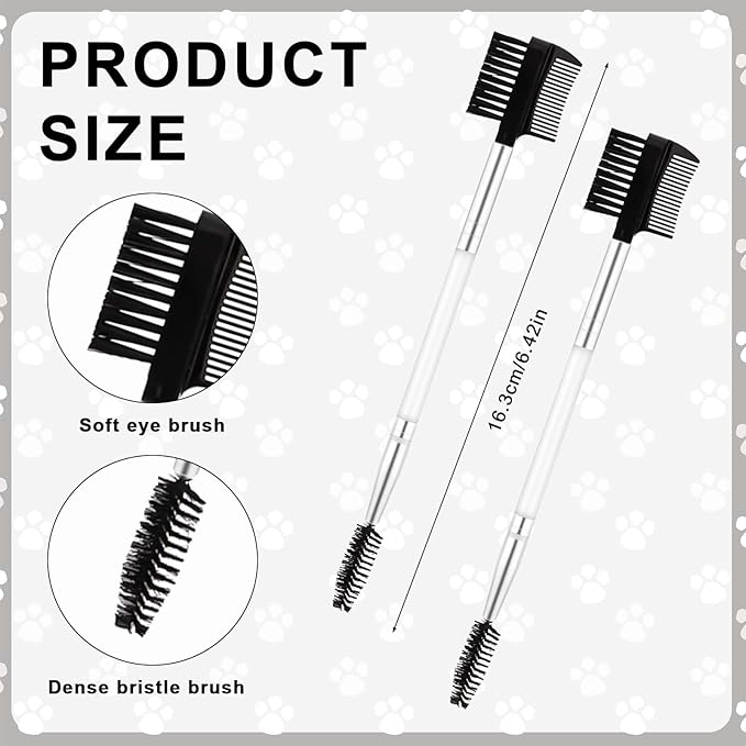 2pcs Double-Headed Soft Bristle Facial Comb, Tear Stain Gunk Remover for Puppy and Cat Grooming (White)